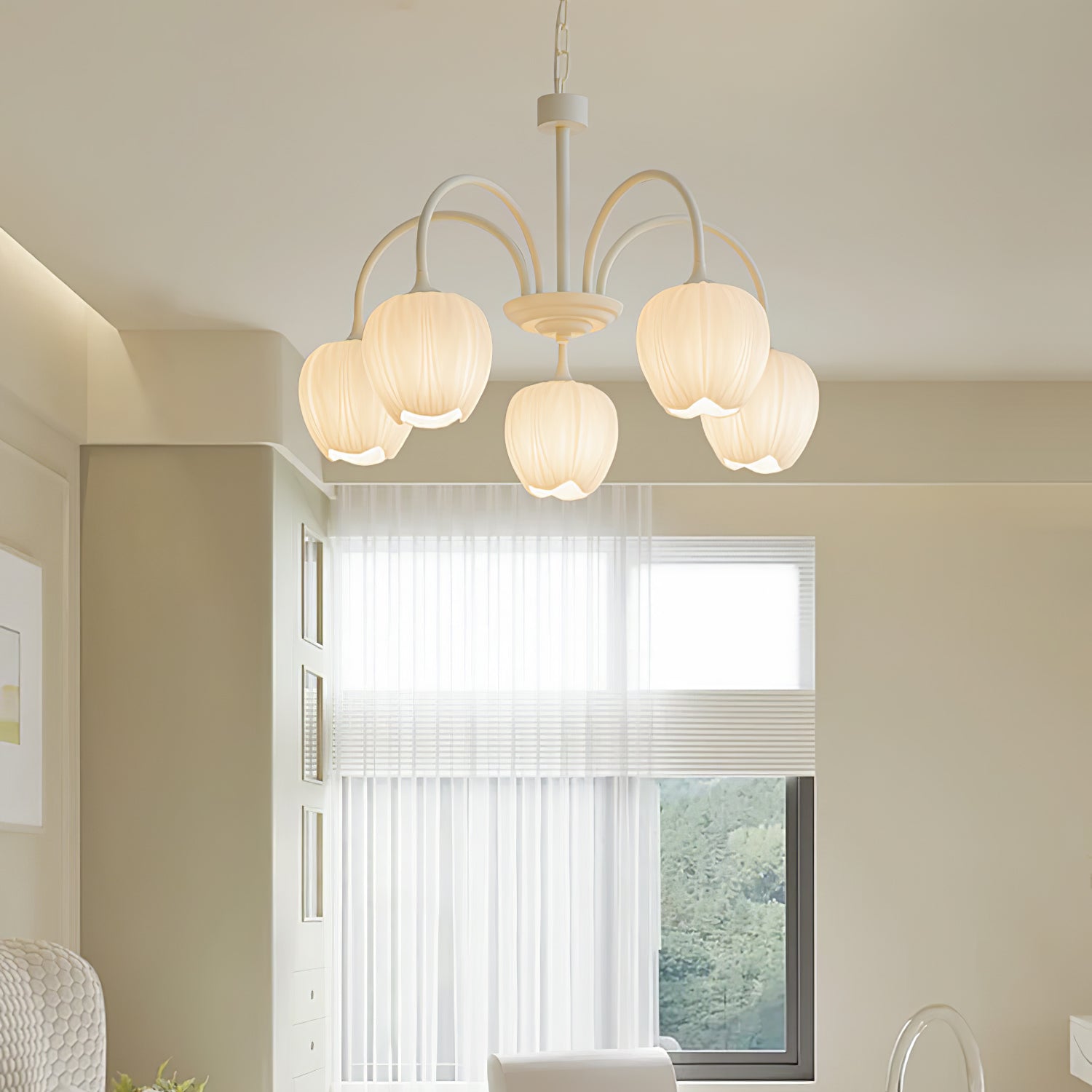 Chandelier Tulip Matcha – Design Élégant Inspiré des Fleurs de Tulipe et de la Couleur Matcha